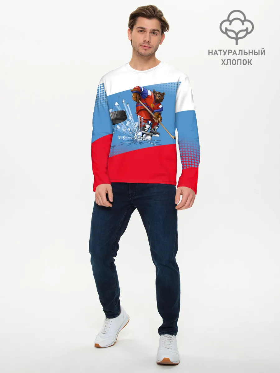 Мужской лонгслив базовый / Русский хоккей