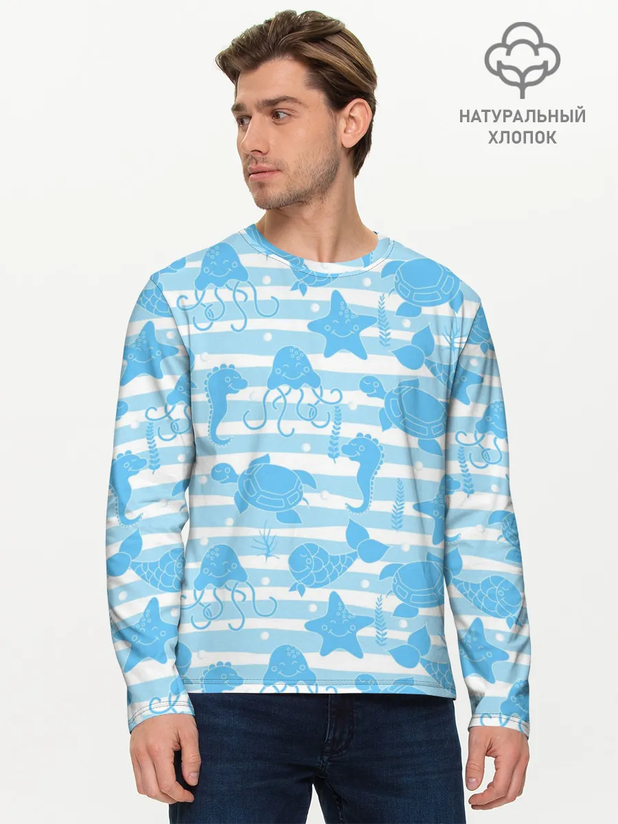 Мужской лонгслив базовый / Морские жители