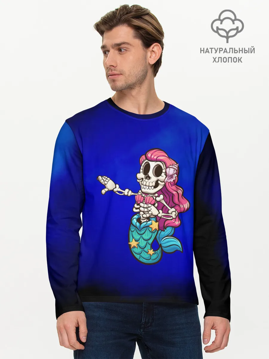 Мужской лонгслив базовый / Русалка скелет | Mermaid skeleton