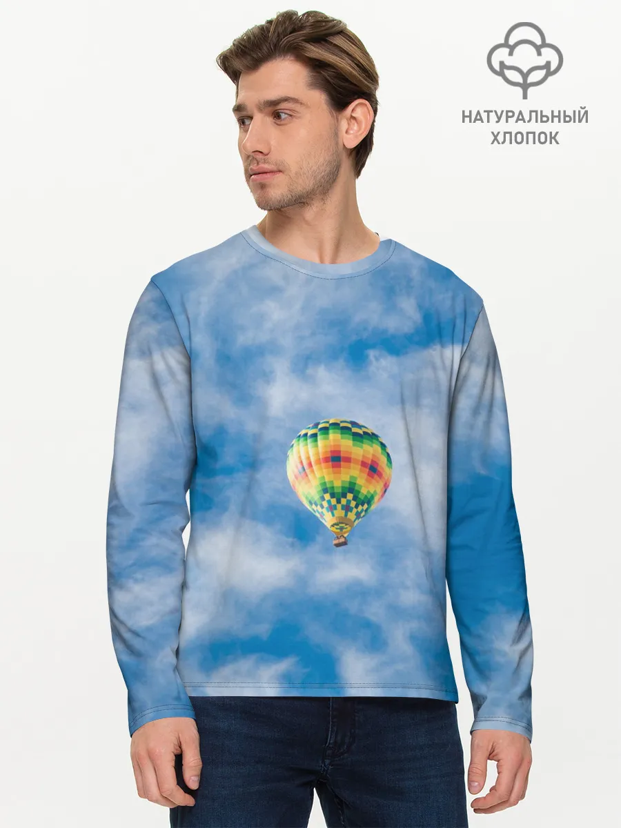 Мужской лонгслив базовый / Воздушный шар в небе