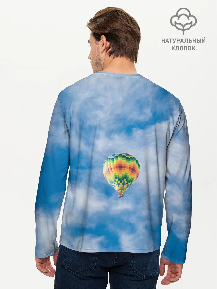 Мужской лонгслив базовый / Воздушный шар в небе