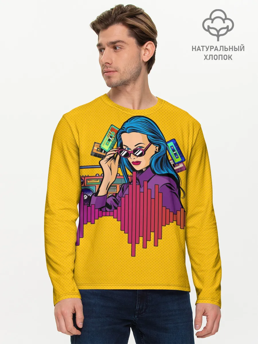 Мужской лонгслив базовый / Ретро. Девушка 90-х Арт.