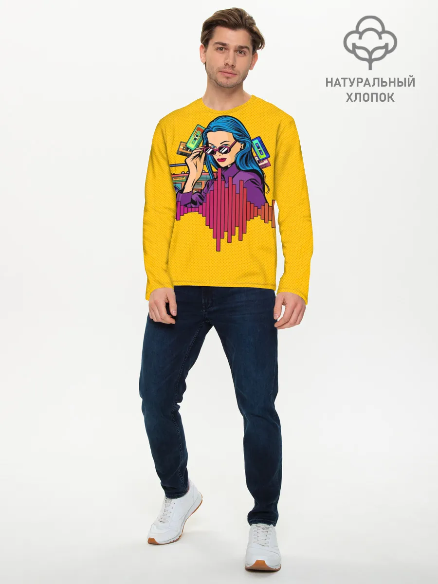 Мужской лонгслив базовый / Ретро. Девушка 90-х Арт.