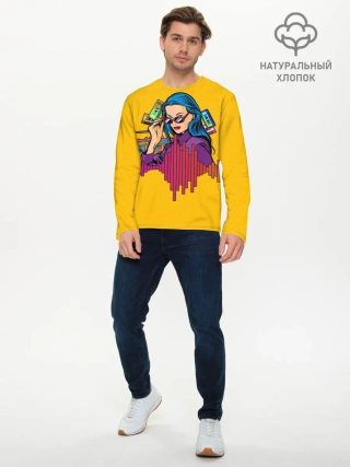 Мужской лонгслив базовый / Ретро. Девушка 90-х Арт.