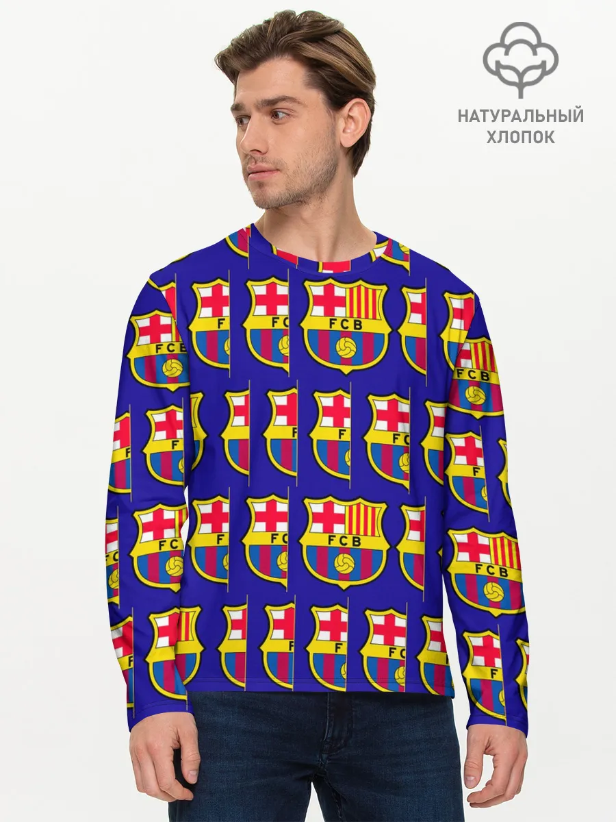 Мужской лонгслив базовый / ФК БАРСЕЛОНА / PATTERN / УЗОР