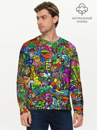 Мужской лонгслив базовый / Веселые узоры