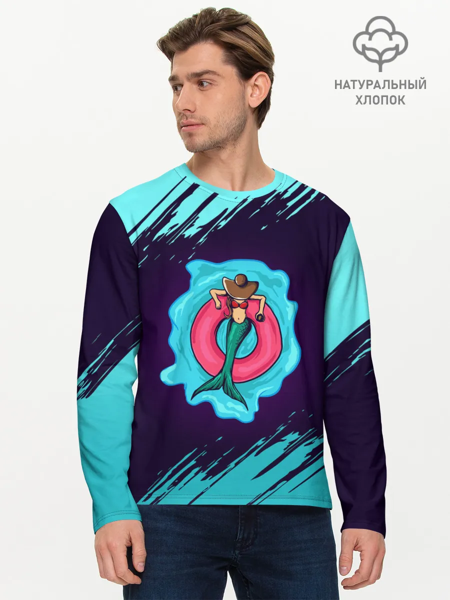 Мужской лонгслив базовый / Русалка на отдыхе | Mermaid