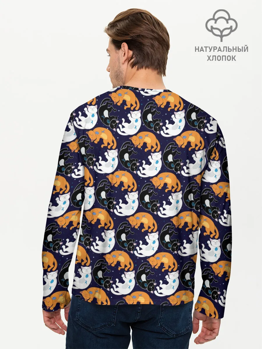 Мужской лонгслив базовый / Японские котики