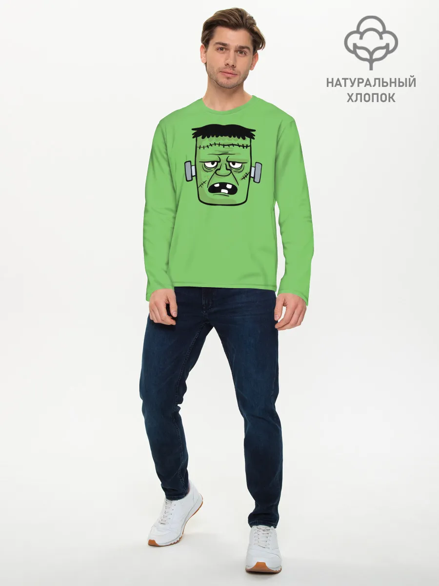 Мужской лонгслив базовый / Зеленый Франкенштейн