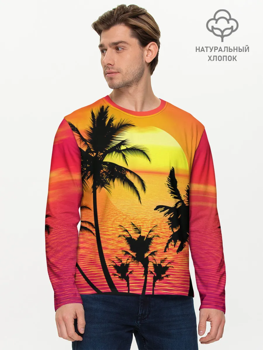 Мужской лонгслив базовый / Прибрежный закат
