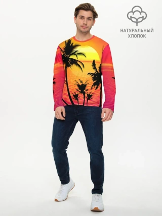 Мужской лонгслив базовый / Прибрежный закат