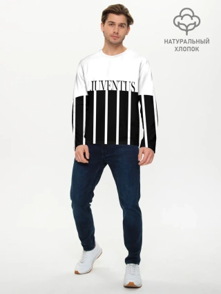 Мужской лонгслив базовый / Juventus | Tee Black and White