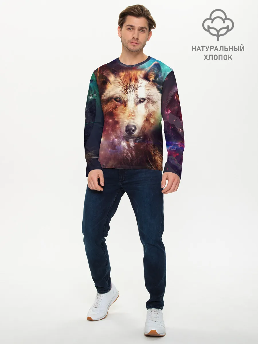 Мужской лонгслив базовый / Красивый волк