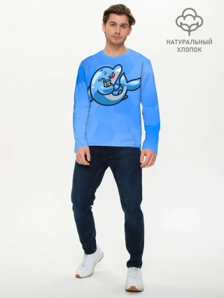 Мужской лонгслив базовый / Дельфин с коктейлем