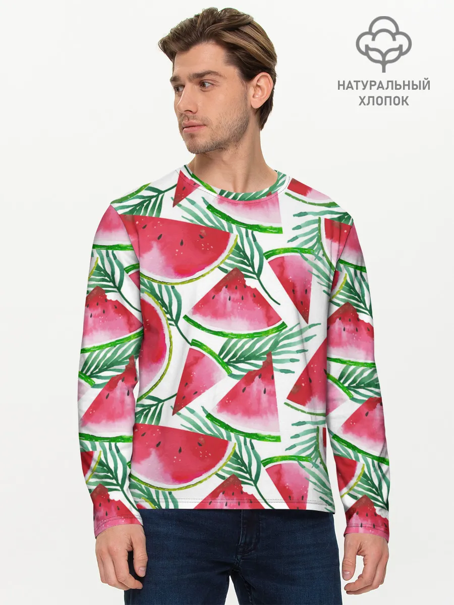Мужской лонгслив базовый / Арбузное настроение