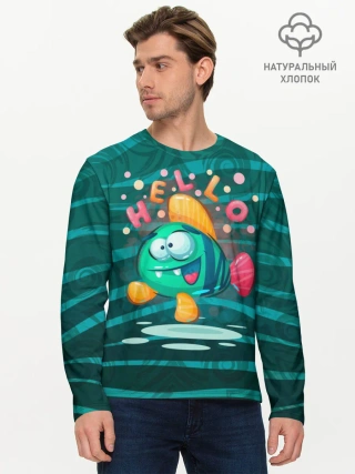 Мужской лонгслив базовый / Рыбка Hello