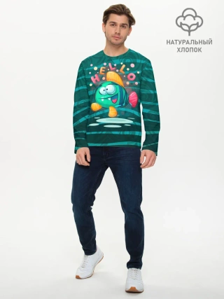 Мужской лонгслив базовый / Рыбка Hello
