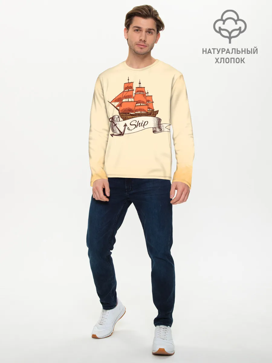 Мужской лонгслив базовый / Корабль Ship