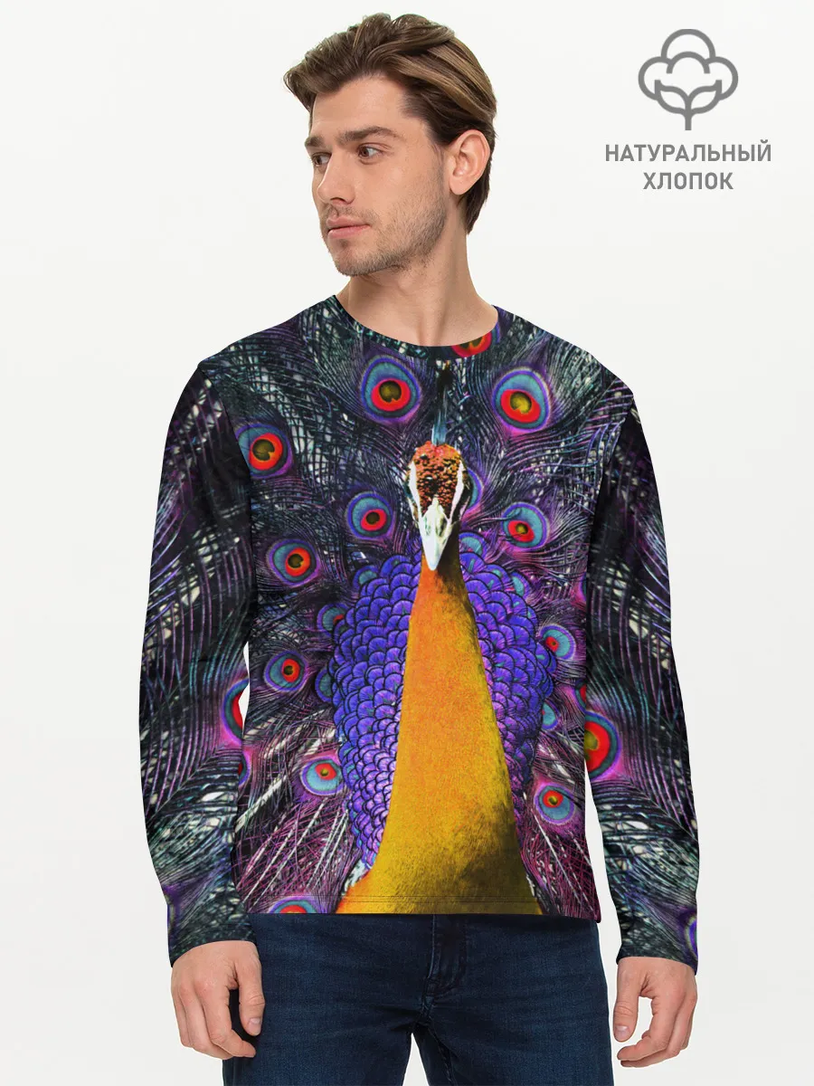 Мужской лонгслив базовый / Павлин