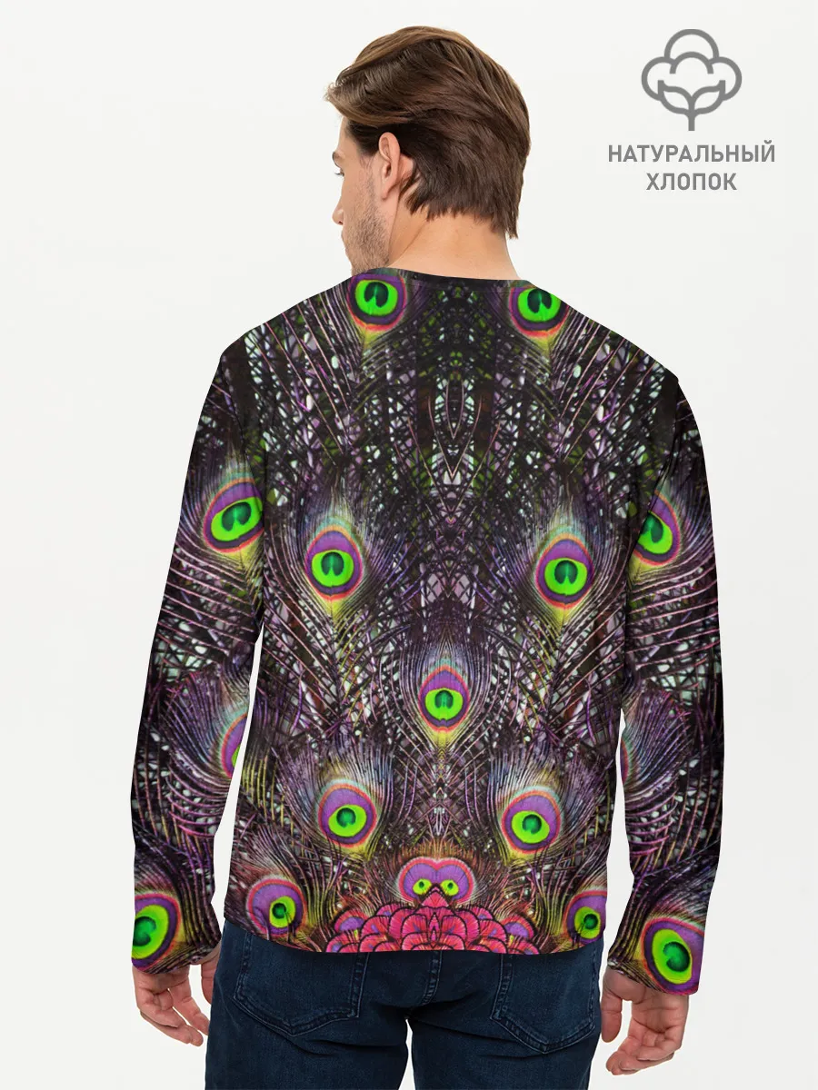 Мужской лонгслив базовый / Оперение Павлина