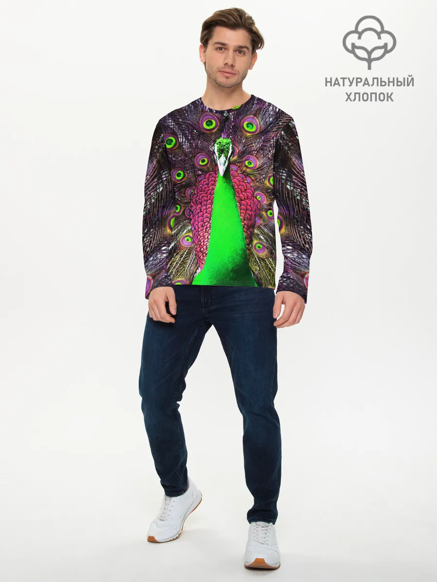 Мужской лонгслив базовый / Оперение Павлина