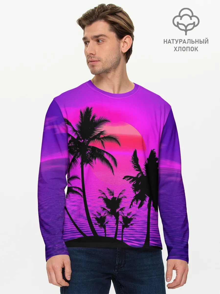 Мужской лонгслив базовый / Неоновый Закат