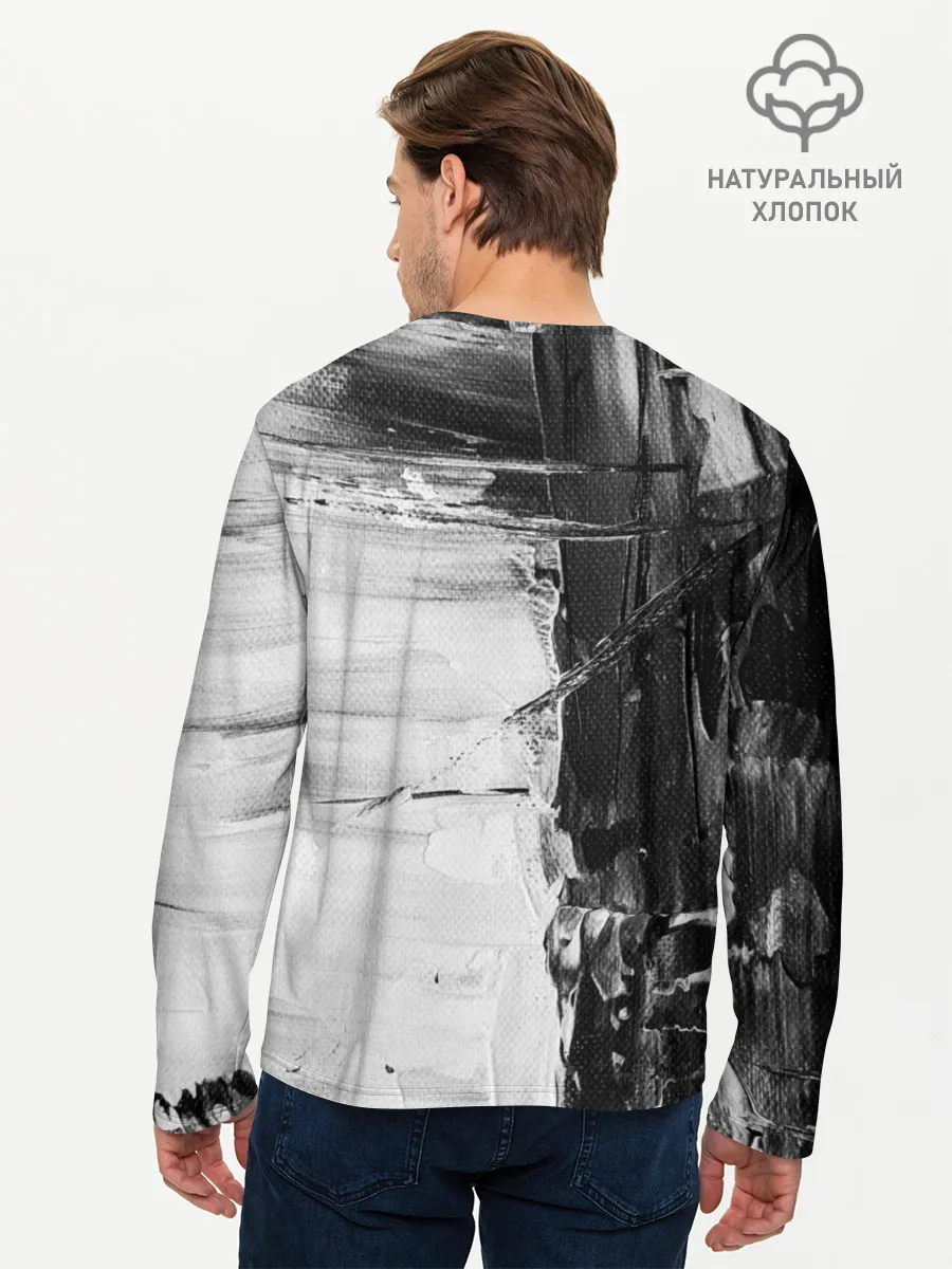 Мужской лонгслив базовый / Черно-Белый Арт