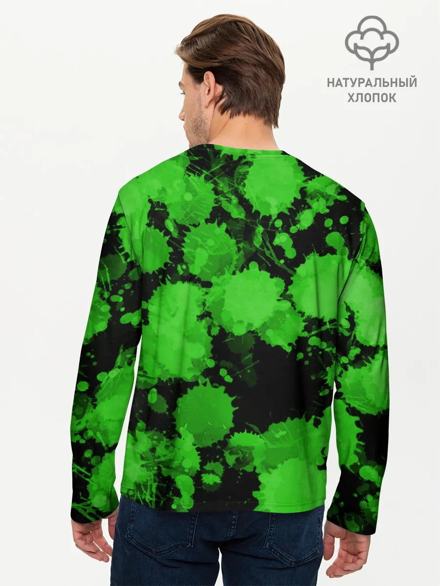 Мужской лонгслив базовый / Зеленые Кляксы