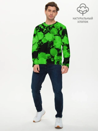 Мужской лонгслив базовый / Зеленые Кляксы