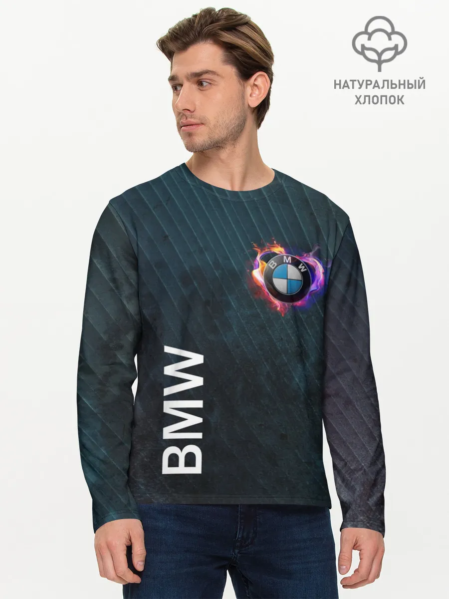 Мужской лонгслив базовый / BMW Heart. Grooved Texture