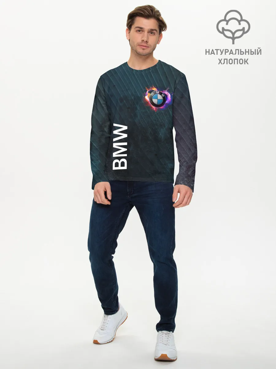 Мужской лонгслив базовый / BMW Heart. Grooved Texture