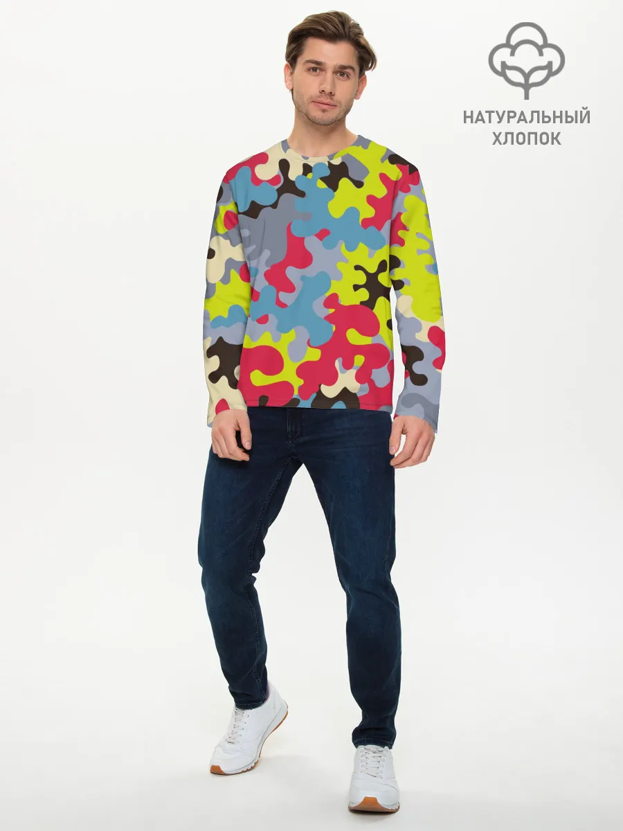 Мужской лонгслив базовый / Цветные облака