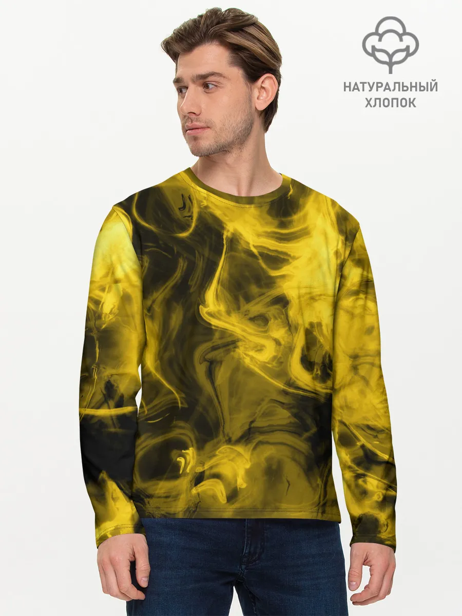 Мужской лонгслив базовый / Желтый Неоновый Дым