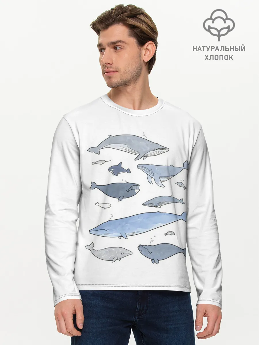Мужской лонгслив базовый / киты