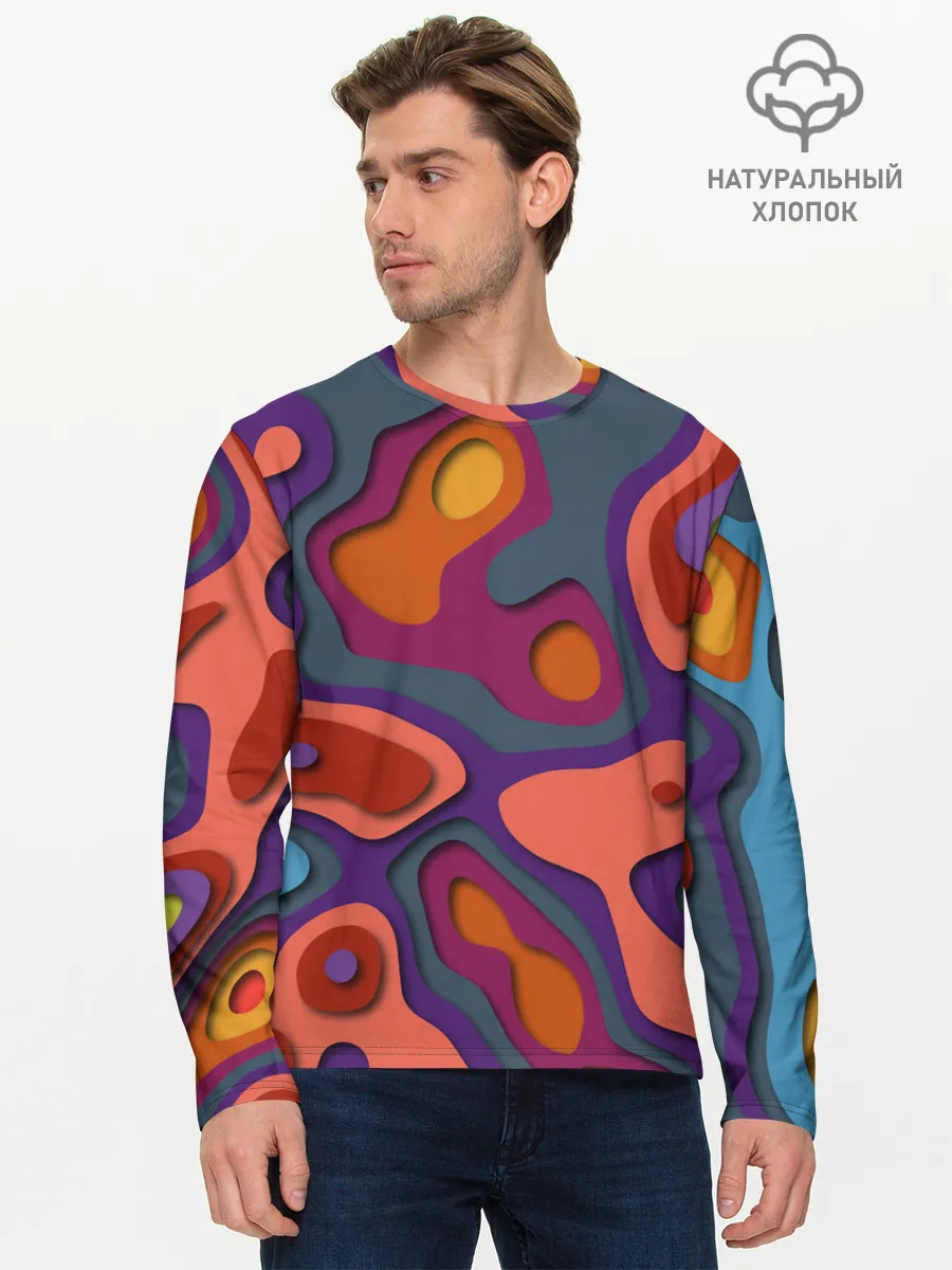 Мужской лонгслив базовый / РазноцВетная абстракция