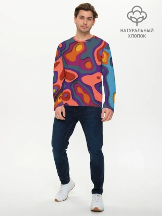 Мужской лонгслив базовый / РазноцВетная абстракция