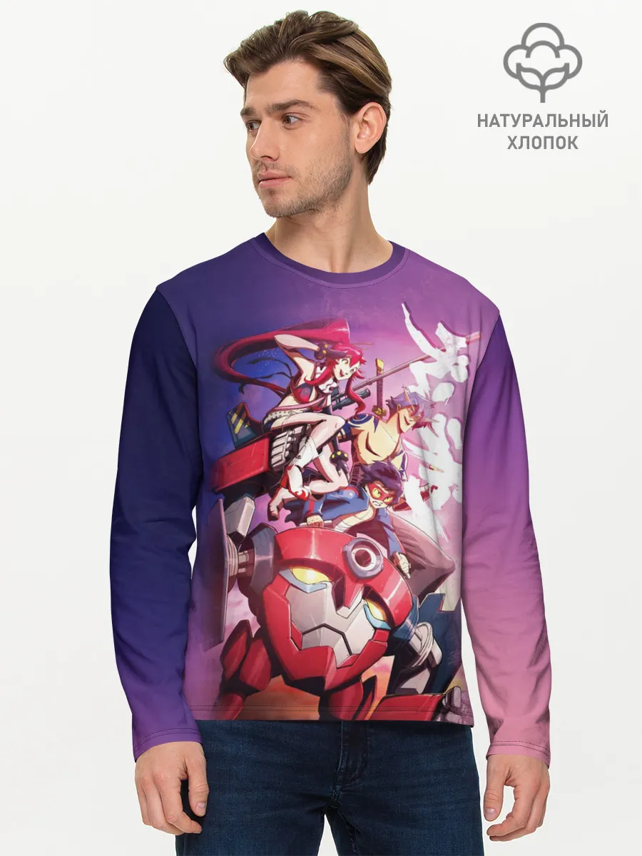 Мужской лонгслив базовый / Gurren Lagann