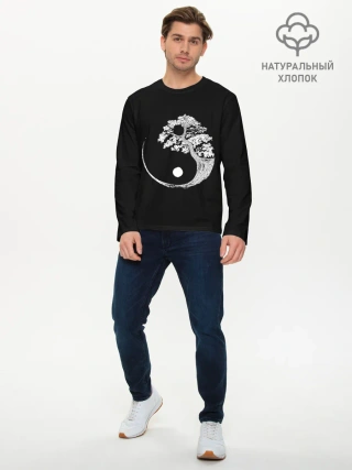 Мужской лонгслив базовый / Yin and Yang. Bonsai Tree