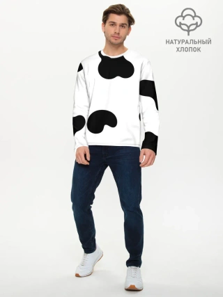 Мужской лонгслив базовый / Cow print