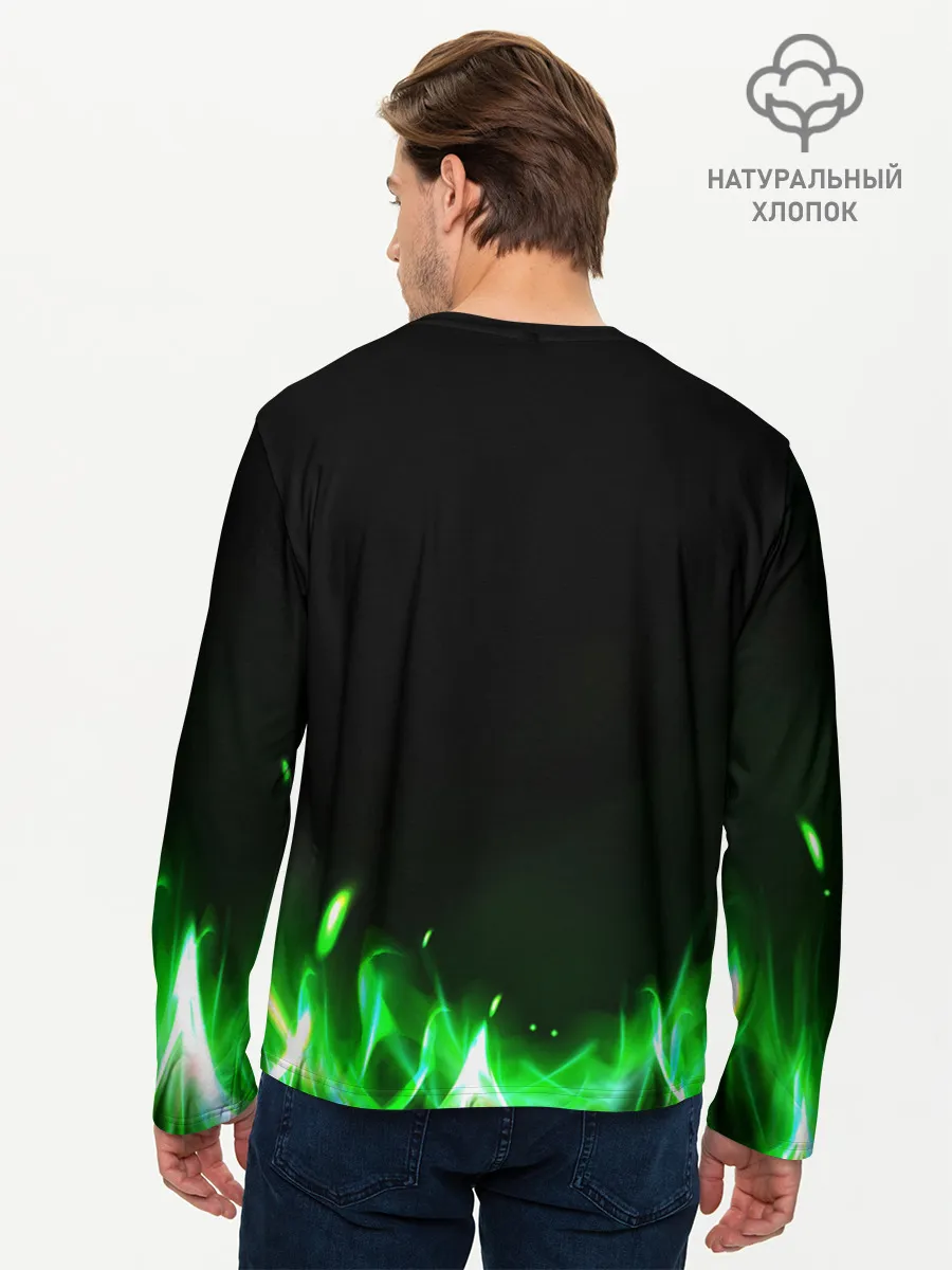 Мужской лонгслив базовый / Зеленый огонь