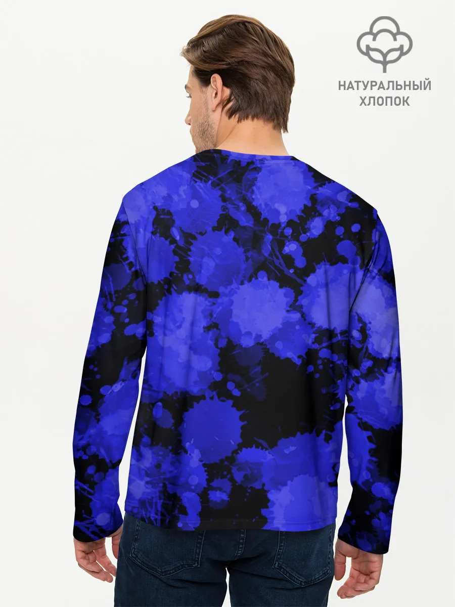 Мужской лонгслив базовый / Синие Кляксы