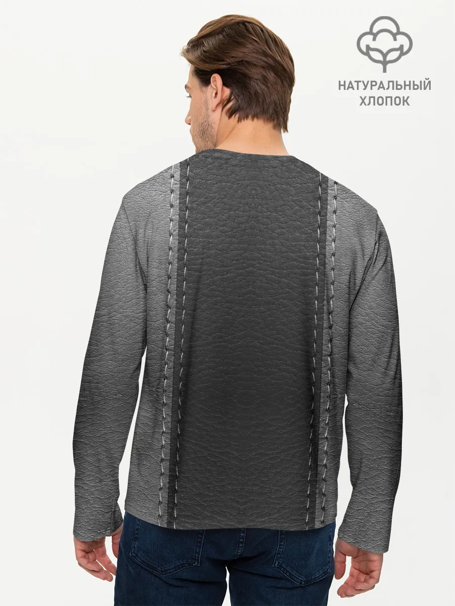 Мужской лонгслив базовый / Черно-Серая Кожа