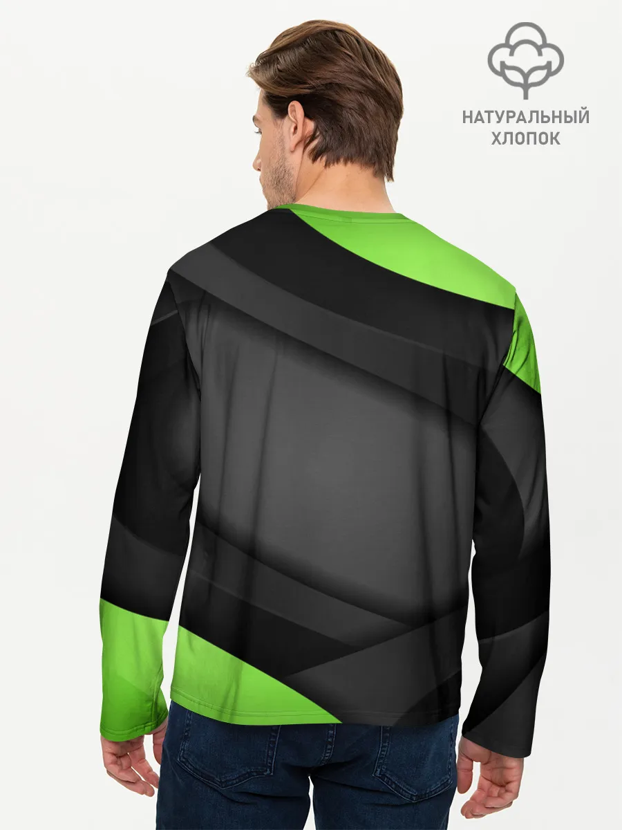 Мужской лонгслив базовый / Green / Black