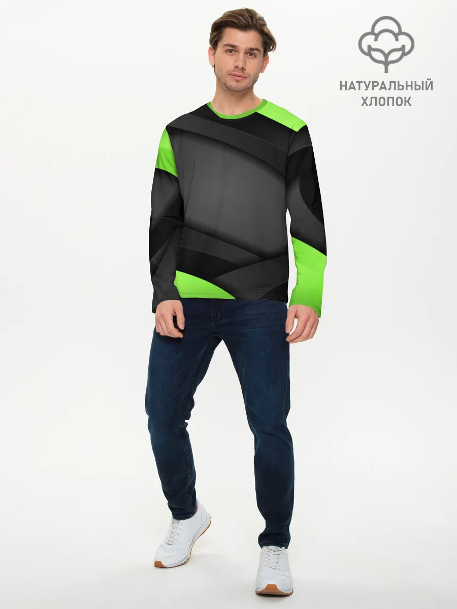 Мужской лонгслив базовый / Green / Black