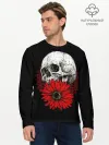 Мужской лонгслив базовый / Череп и Красный Цветок | Skull