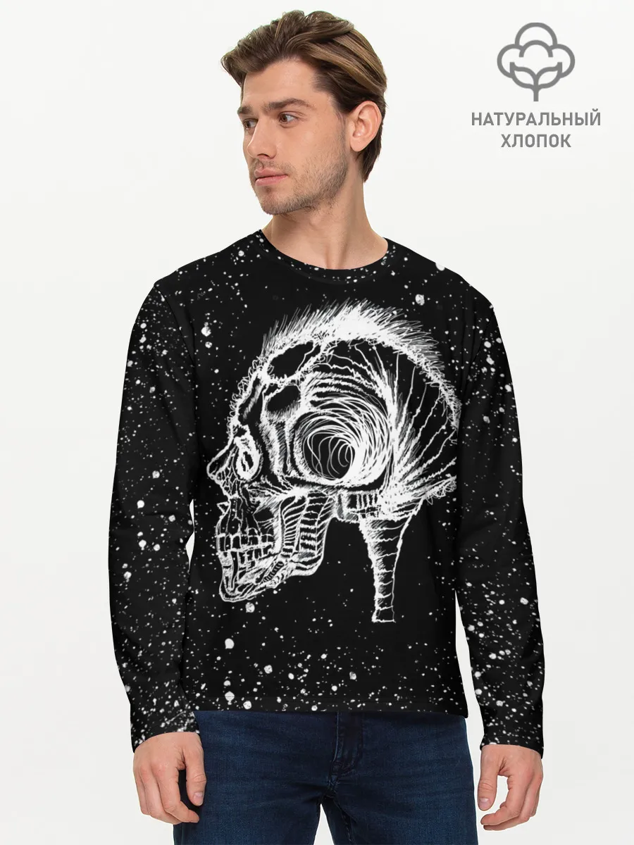 Мужской лонгслив базовый / Череп Зверь и Брызги