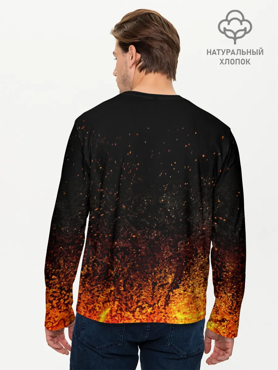 Мужской лонгслив базовый / Чёрный клевер Аста в огне