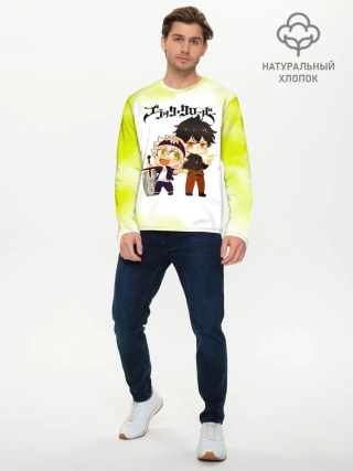 Мужской лонгслив базовый / Аста и Юно Чёрный клевер