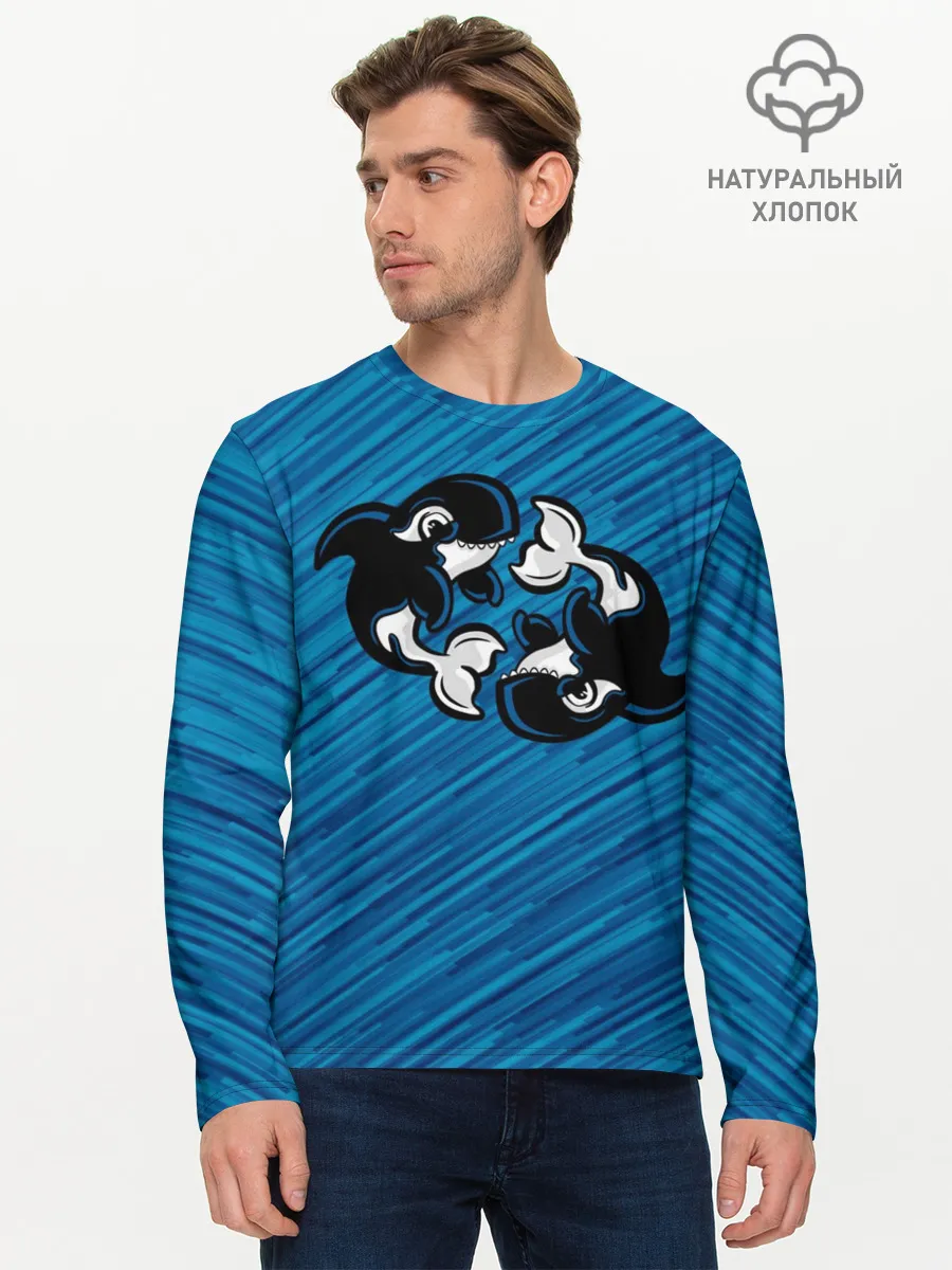 Мужской лонгслив базовый / Две косатки