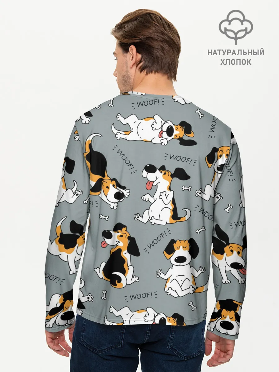 Мужской лонгслив базовый / Собаки Бигли